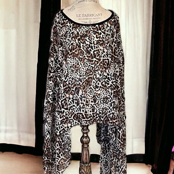 🐆 Swim cover up. Semi sheer poncho. Gorgeous light and airy Leopard print 1X-2X - Picture 10 of 16